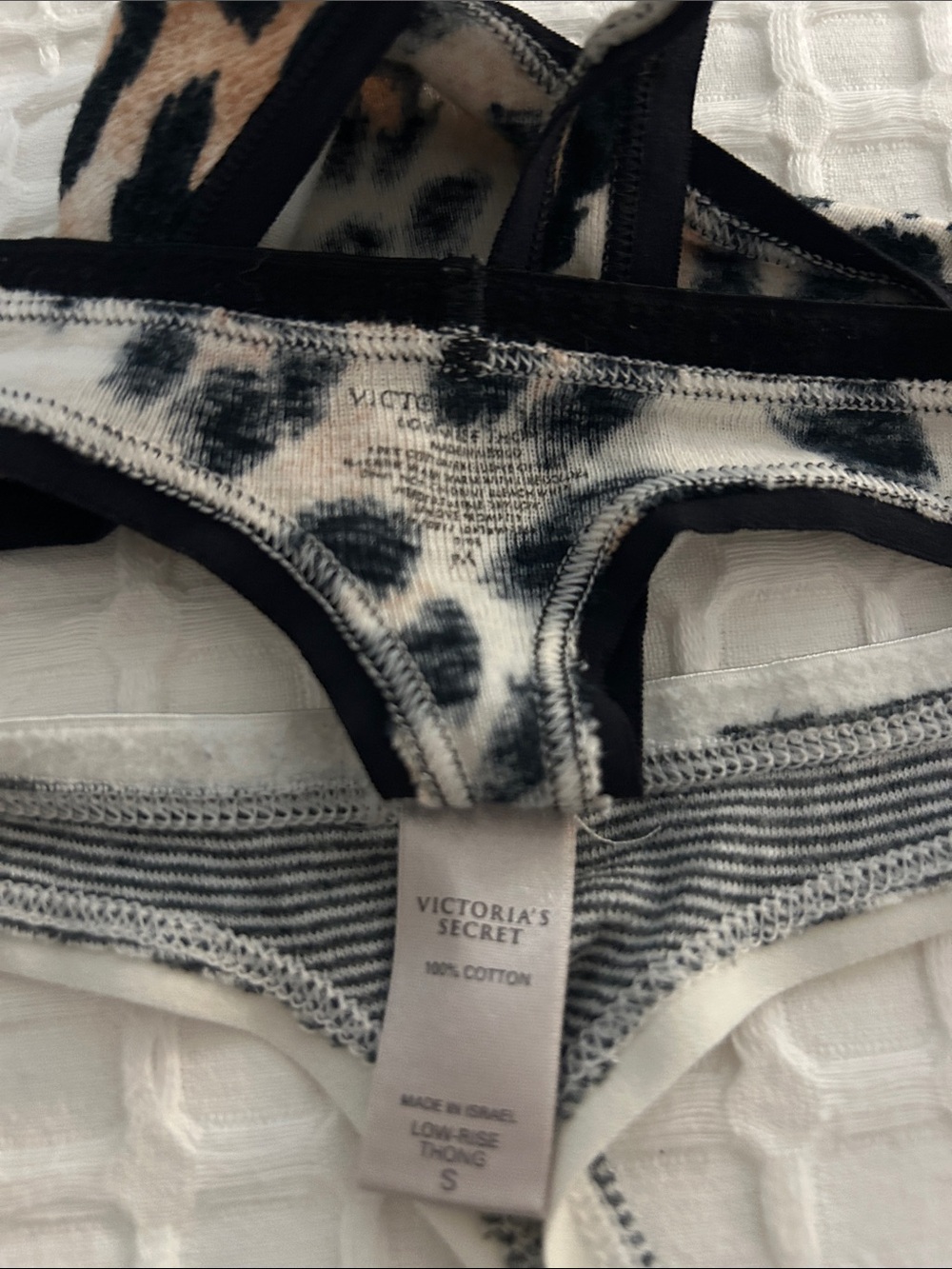 Victoria's Secret Leopard Print & Gray Stripe Bikini Briefs - Black, Tan, Gray - Picture 4 of 4